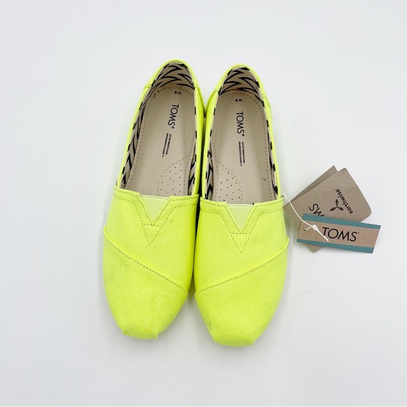 NEW Toms Women's Alpargata Heritage Canvas Cotton Slip On Shoes Neon Yellow 8 - Picture 3 of 8